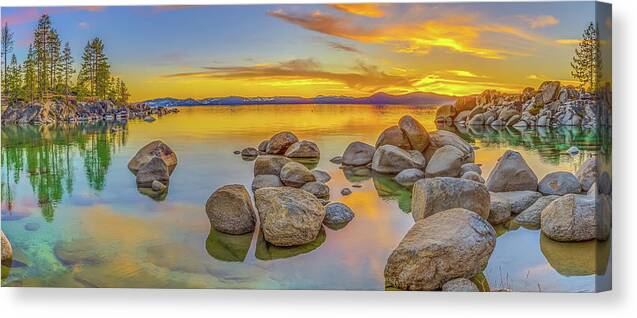 California Canvas Print featuring the photograph Lake Tahoe Spring Sunset Panoramic by Scott McGuire