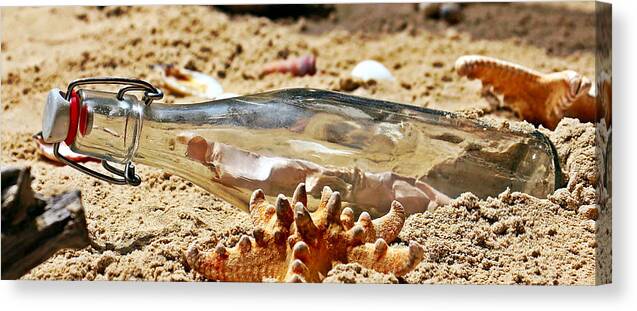 Print Canvas Print featuring the photograph Message in a Bottle by Silvia and Frank