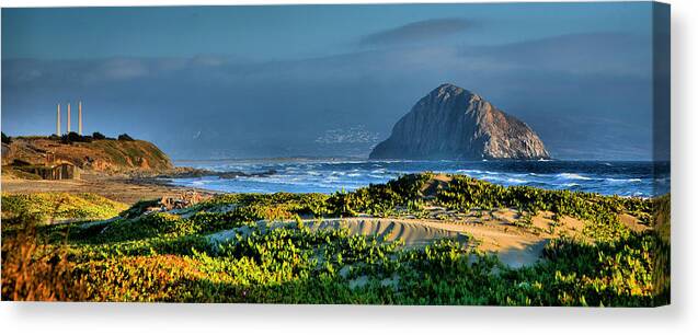 Morro Rock Canvas Print featuring the photograph Morro Rock and Beach by Steven Ainsworth