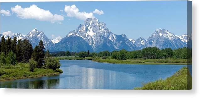 Mountains Canvas Print featuring the photograph Mount Moran at Oxbow Bend by Max Waugh
