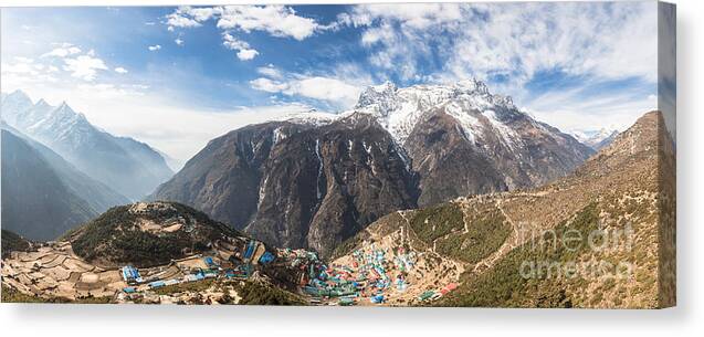 Everest Base Camp Canvas Print featuring the photograph Namche Bazar Panorama by Didier Marti