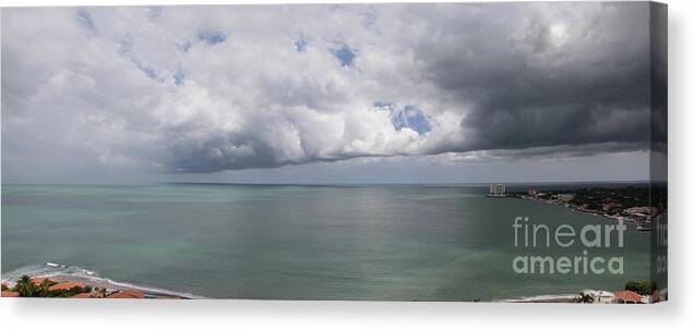 Playa Coronado Canvas Print featuring the photograph Pacific Storm Panorama by Bob Hislop