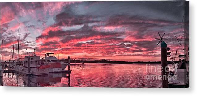 Pink Canvas Print featuring the photograph Pink Nautical Dawn. by Geoff Childs
