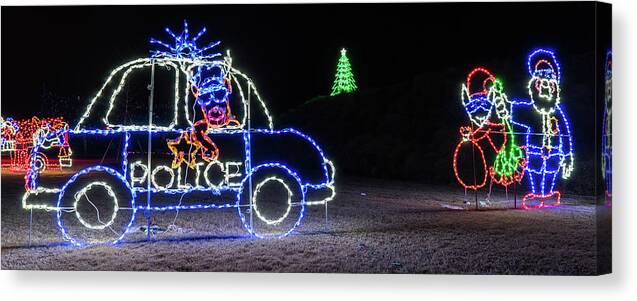 Police Canvas Print featuring the photograph Police Lights by Daryl Clark