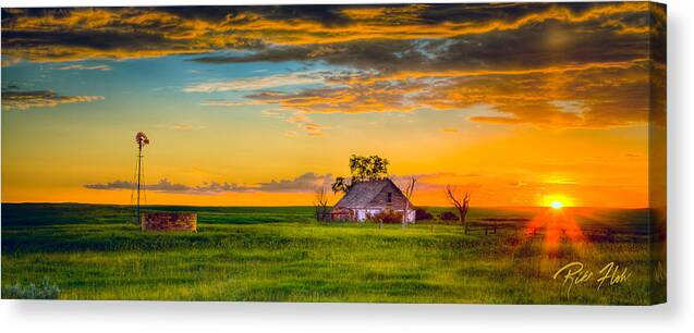 Natural Forms Canvas Print featuring the photograph Prairie Farm Sunset by Rikk Flohr