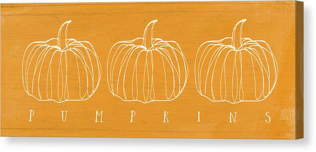 Pumpkins Canvas Print featuring the mixed media Pumpkins- Art by Linda Woods by Linda Woods