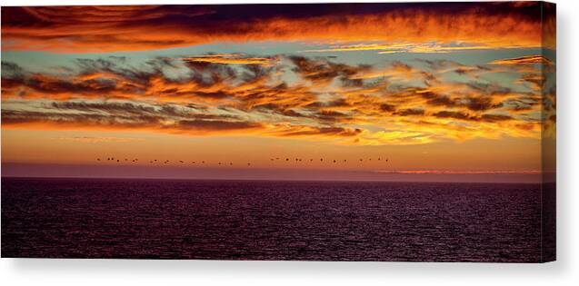  Sunset Canvas Print featuring the photograph Rush Hour Traffic - Panorama by Gene Parks