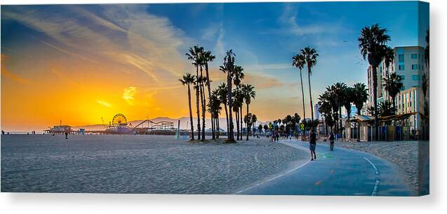 Santa Monica Sunset Canvas Print featuring the photograph Santa Monica Sunset by Az Jackson