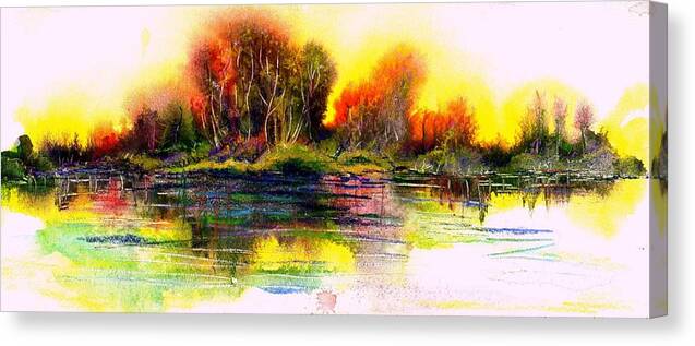Quiet Canvas Print featuring the painting Skipping Stones by Melody Horton Karandjeff