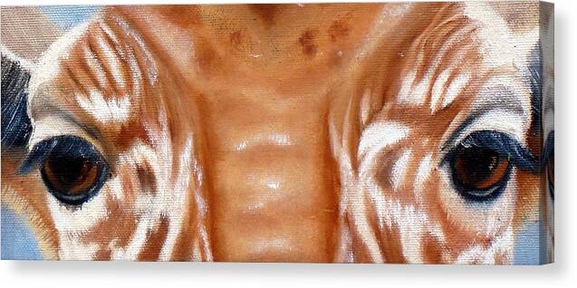 Giraffe Eyes Canvas Print featuring the painting Whos Watching Who  Giraffe by Darlene Green