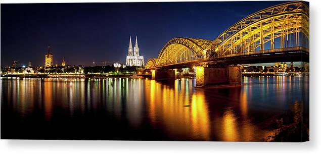 Panoramic Canvas Print featuring the photograph Germany, Cologne, View Of Cologne #2 by Westend61