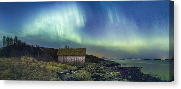 Aurora Canvas Print featuring the photograph Aurora Panorama by Christer Olsen