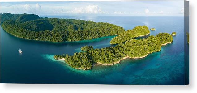 Landscapeaerial Canvas Print featuring the photograph Beautiful Tropical Islands, Surrounded by Ethan Daniels