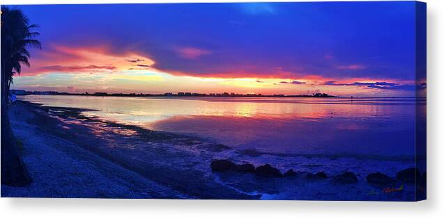 Sunset Canvas Print featuring the photograph Bird Key Park Sunset Pano by Gary F Richards