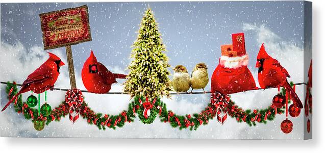 Birds Canvas Print featuring the photograph Christmas for the Birds by Debra and Dave Vanderlaan