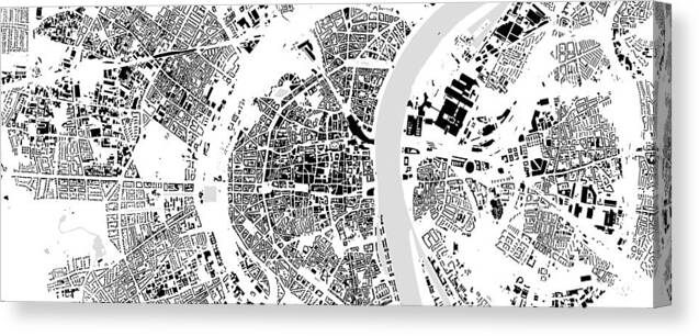 City Canvas Print featuring the digital art Cologne building map by Christian Pauschert