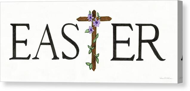 Crosses Canvas Print featuring the painting Easter Blessing Saying II by Kathleen Parr Mckenna