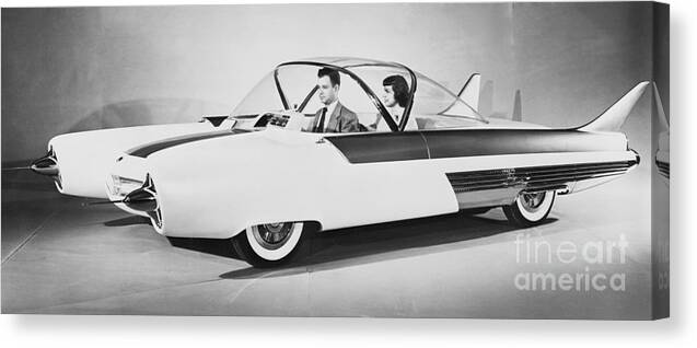 People Canvas Print featuring the photograph Fords Future Experimental Car by Bettmann