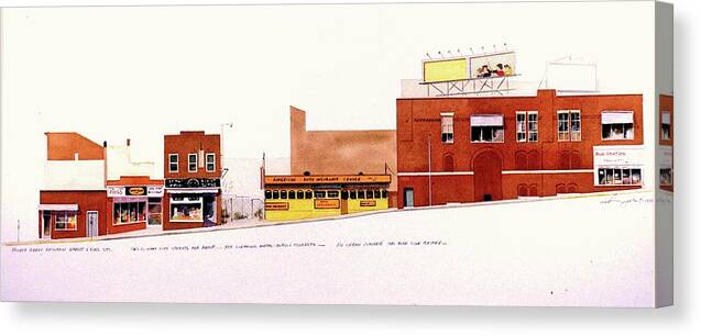 Urban Landscape Canvas Print featuring the painting Fourth Street by William Renzulli