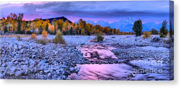 Spread Creek Canvas Print featuring the photograph Grand Teton Pink Stream by Adam Jewell