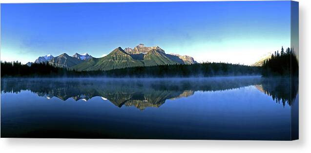 Tranquility Canvas Print featuring the photograph Herbert Lake, Bow Range, Banff Np by Hans-peter Merten