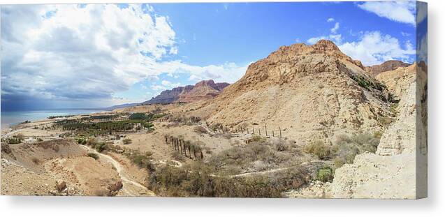 Extreme Terrain Canvas Print featuring the photograph Landscape Of The Jordan Valley And The by Reynold Mainse / Design Pics