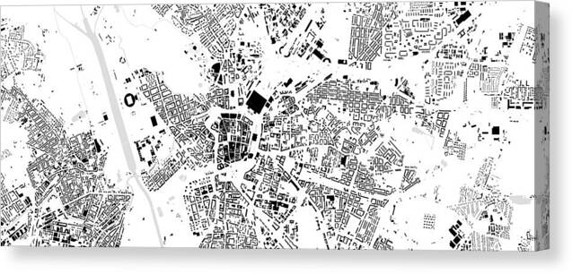 City Canvas Print featuring the digital art Leipzig building map by Christian Pauschert