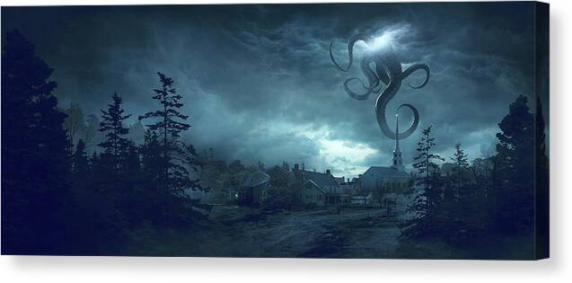 Lovecraft Canvas Print featuring the digital art New England by Guillem H Pongiluppi