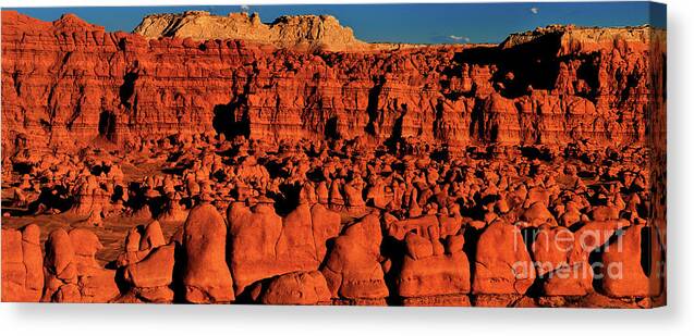 Dave Welling Canvas Print featuring the photograph Panorama Goblin Valley Utah by Dave Welling