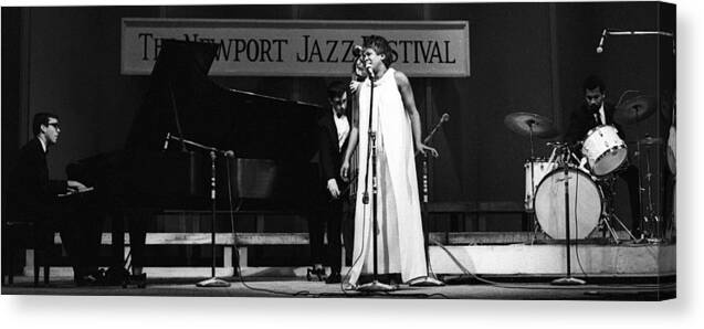 Panoramic Canvas Print featuring the photograph Performing At Newport Jazz Fest by Tom Copi