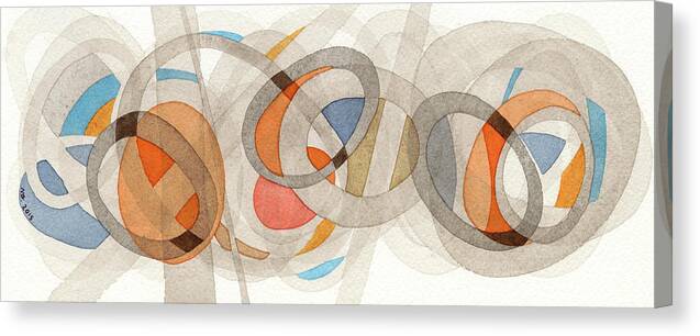 Abstract Canvas Print featuring the painting Sepia & Orange Circles by Nikki Galapon