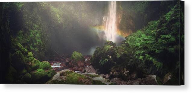 Haze Canvas Print featuring the photograph Seribu Waterfalls by Rudi Gunawan