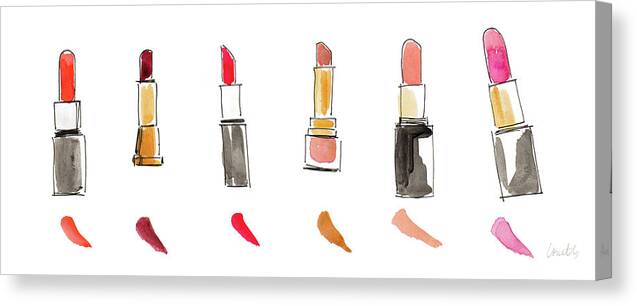 Watercolor Canvas Print featuring the painting Watercolor Makeup Panel I by Lanie Loreth
