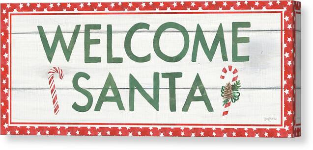 Candy Canes Canvas Print featuring the painting Welcome Christmas Sign II by Jenaya Jackson