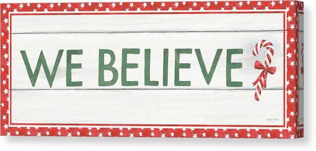 Believe Canvas Print featuring the painting Welcome Christmas Sign IIi by Jenaya Jackson