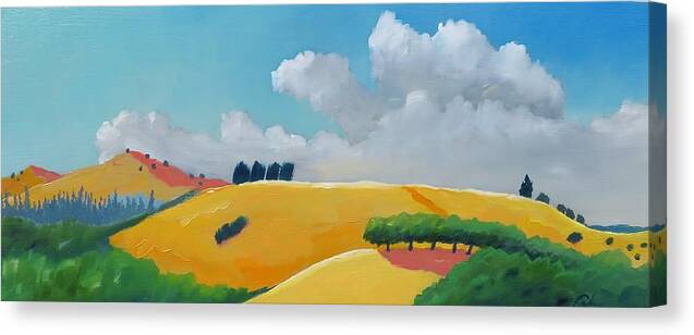 Windy Hill Canvas Print featuring the painting Happy Hillscape by Gary Coleman