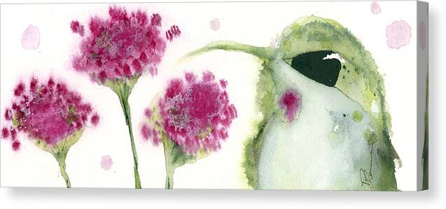 Watercolor Hummingbird Canvas Print featuring the painting Hummingbird Popsicles #1 by Dawn Derman