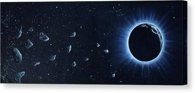 Cosmic Art Canvas Print featuring the painting La Luna by Neslihan Ergul Colley