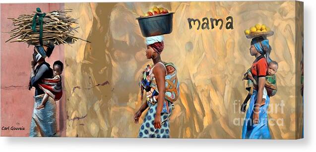 Black Women Canvas Print featuring the digital art Mama Work by Carl Gouveia