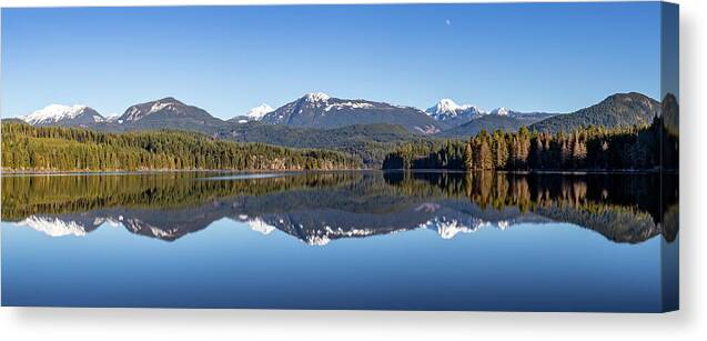 British Columbia Canvas Print featuring the photograph Nanton Lake Panorama by Celine Pollard