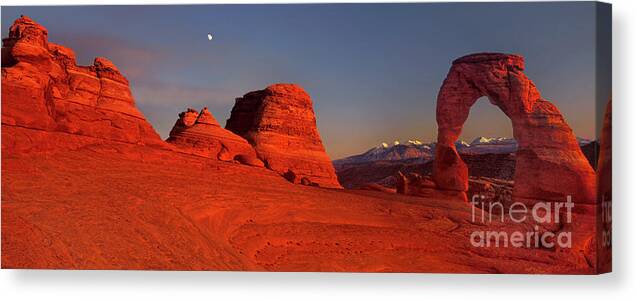 Dave Welling Canvas Print featuring the photograph Panorama Delicate Arch Arches National Park Utah by Dave Welling