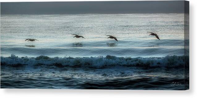 Seascape Canvas Print featuring the photograph Skimming Over Sunrise Surf by Steven Sparks