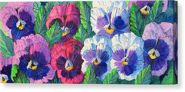 Pansies Canvas Print featuring the painting Smiling Pansies by Diane Phalen