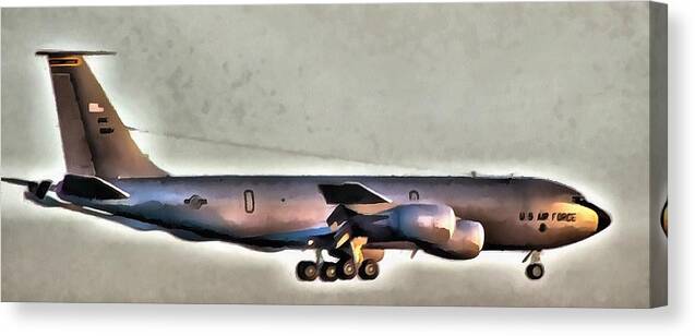 Kc-135 Canvas Print featuring the mixed media Stratotanker on Final by Christopher Reed