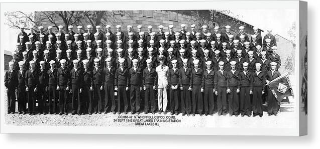 United States Navy Canvas Print featuring the photograph U S Navy Bootcamp Graduation 1942 by Pheasant Run Gallery