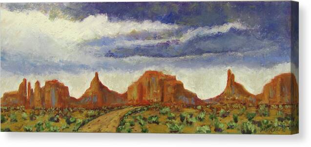 Landscape Canvas Print featuring the pastel Westward by MaryJo Clark