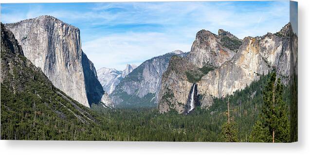Bridalveil Falls Canvas Print featuring the photograph Yosemite Panorama by Kevin Suttlehan