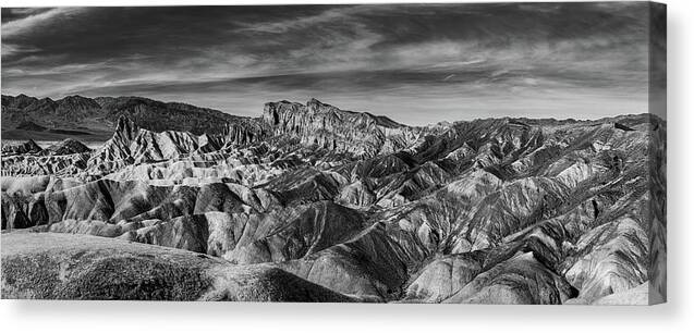 California Canvas Print featuring the photograph Zabriskie Point - Black and White by Peter Tellone