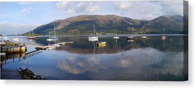 Panorama Canvas Print featuring the photograph Along Loch Leven 3 by Wendy Wilton