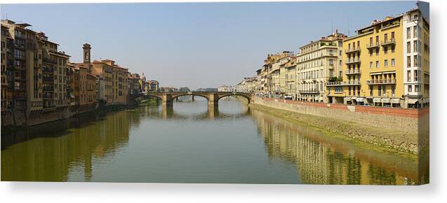 Florence Canvas Print featuring the photograph Arno River Panorama by Harold Piskiel